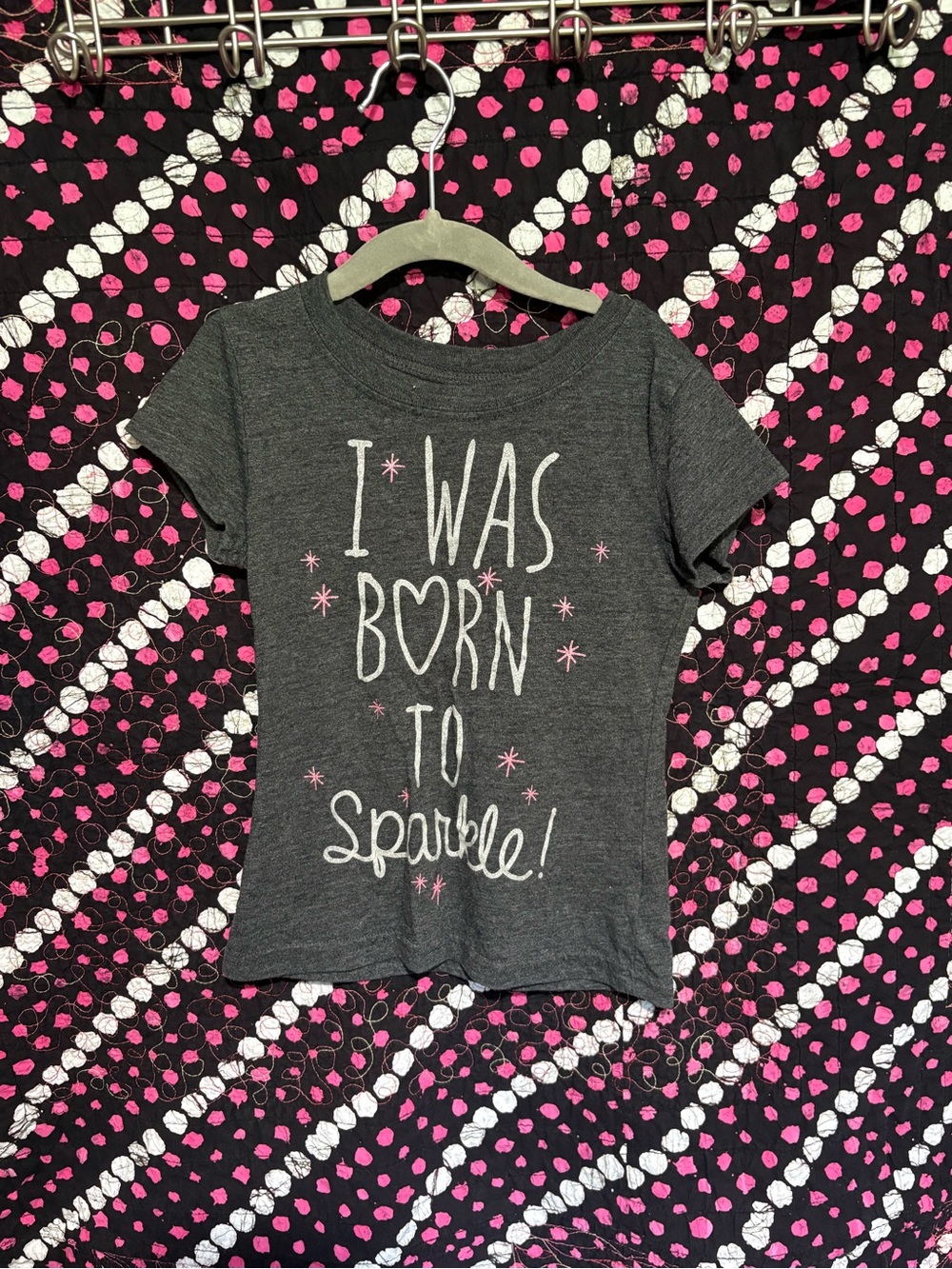Adore Charcoal Gray Tee with Pink Accents - "I Was Born to Sparkle"